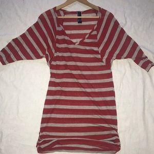 Red and gray thin sweater dress